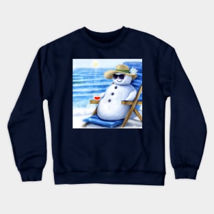 Snowman Chilling on the Beach with a Cocktail Crewneck Sweatshirt